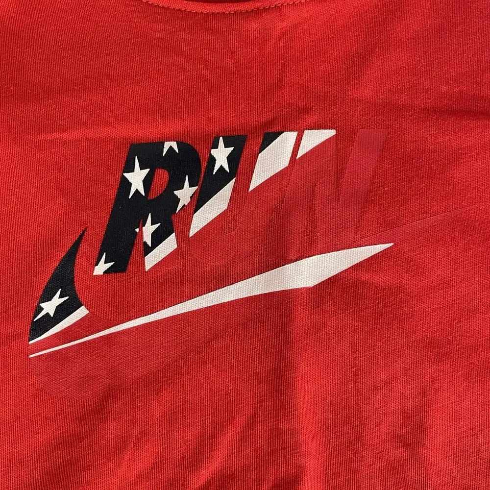 Women’s Red Nike Run Dri Fit Short Sleeve Shirt, Size Large